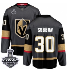 Men's Vegas Golden Knights #30 Malcolm Subban Authentic Black Home Fanatics Branded Breakaway 2018 Stanley Cup Final NHL Jersey