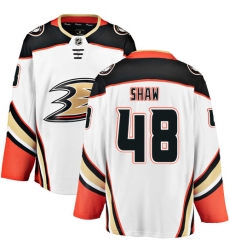 Youth Anaheim Ducks #48 Logan Shaw Fanatics Branded White Away Breakaway NHL Jersey