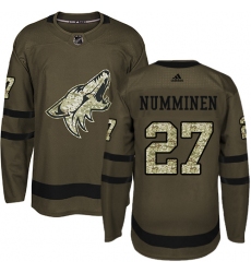 Youth Adidas Arizona Coyotes #27 Teppo Numminen Authentic Green Salute to Service NHL Jersey