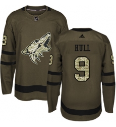 Youth Adidas Arizona Coyotes #9 Bobby Hull Authentic Green Salute to Service NHL Jersey