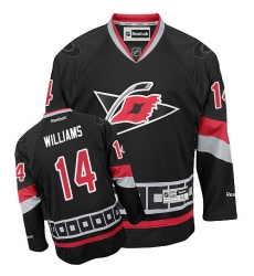 Men's Reebok Carolina Hurricanes #14 Justin Williams Authentic Black Third NHL Jersey