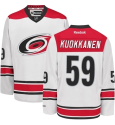 Youth Reebok Carolina Hurricanes #59 Janne Kuokkanen Authentic White Away NHL Jersey