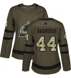 Women's Adidas Colorado Avalanche #44 Mark Barberio Authentic Green Salute to Service NHL Jersey