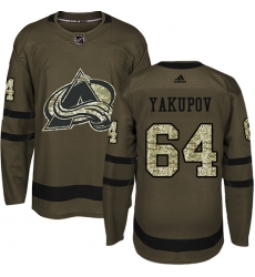 Men's Adidas Colorado Avalanche #64 Nail Yakupov Authentic Green Salute to Service NHL Jersey