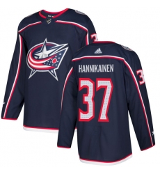 Men's Adidas Columbus Blue Jackets #37 Markus Hannikainen Authentic Navy Blue Home NHL Jersey