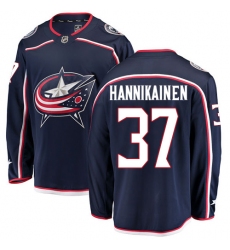Men's Columbus Blue Jackets #37 Markus Hannikainen Fanatics Branded Navy Blue Home Breakaway NHL Jersey