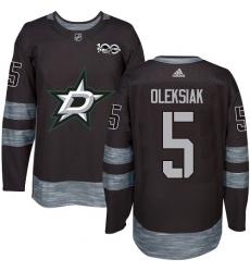 Men's Adidas Dallas Stars #5 Jamie Oleksiak Authentic Black 1917-2017 100th Anniversary NHL Jersey