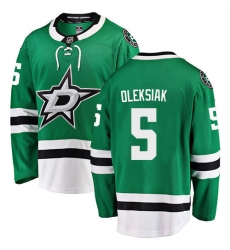 Men's Dallas Stars #5 Jamie Oleksiak Authentic Green Home Fanatics Branded Breakaway NHL Jersey
