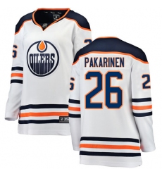 Women's Edmonton Oilers #26 Iiro Pakarinen Authentic White Away Fanatics Branded Breakaway NHL Jersey