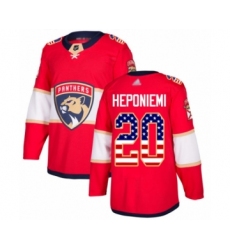 Youth Florida Panthers #20 Aleksi Heponiemi Authentic Red USA Flag Fashion Hockey Jersey