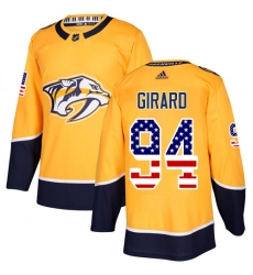 Men's Adidas Nashville Predators #94 Samuel Girard Authentic Gold USA Flag Fashion NHL Jersey