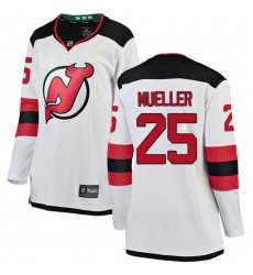 Women's New Jersey Devils #25 Mirco Mueller Fanatics Branded White Away Breakaway NHL Jersey