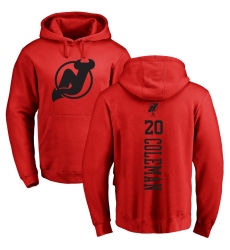 NHL Adidas New Jersey Devils #20 Blake Coleman Red One Color Backer Pullover Hoodie