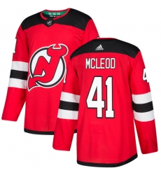 Youth Adidas New Jersey Devils #41 Michael McLeod Authentic Red Home NHL Jersey