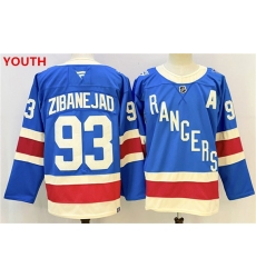Youth new york rangers #93 mika zibanejad blue with a stitched hockey jersey