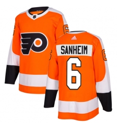 Men's Adidas Philadelphia Flyers #6 Travis Sanheim Authentic Orange Home NHL Jersey