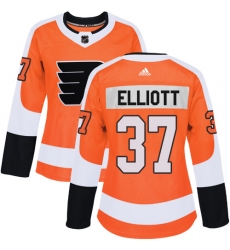 Women's Adidas Philadelphia Flyers #37 Brian Elliott Premier Orange Home NHL Jersey