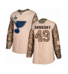 Youth St. Louis Blues #49 Ivan Barbashev Authentic Camo Veterans Day Practice 2019 Stanley Cup Champions Hockey Jersey