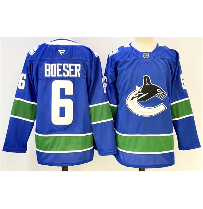 Men's Vancouver Canucks #6 Brock Boeser Royal 2024-25 Home Stitched Hockey Jersey
