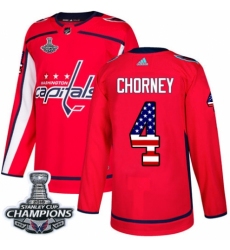 Youth Adidas Washington Capitals #4 Taylor Chorney Authentic Red USA Flag Fashion 2018 Stanley Cup Final Champions NHL Jersey