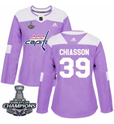 Women's Adidas Washington Capitals #39 Alex Chiasson Authentic Purple Fights Cancer Practice 2018 Stanley Cup Final Champions NHL Jersey