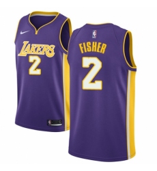 Men's Nike Los Angeles Lakers #2 Derek Fisher Authentic Purple NBA Jersey - Icon Edition