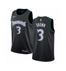 Men's Nike Minnesota Timberwolves #3 Anthony Brown Authentic Black Hardwood Classics Jersey