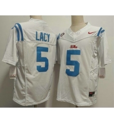 Men's Ole Miss Rebels #5 Kewan Lacy Limited White FUSE College Football Jersey