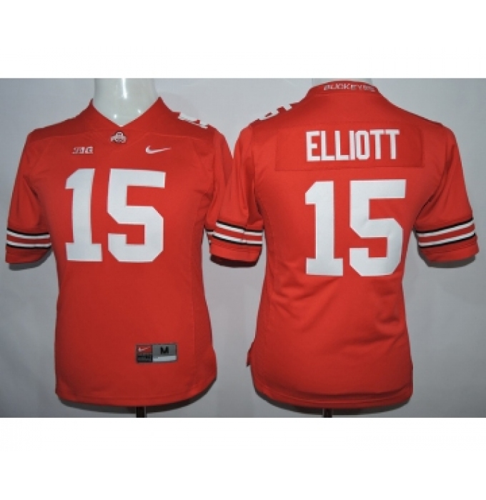 Ohio State Buckeyes 15 Ezekiel Elliott Red College Women Jersey