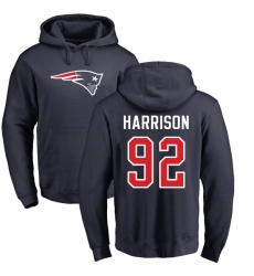 NFL Nike New England Patriots #92 James Harrison Navy Blue Name & Number Logo Pullover Hoodie