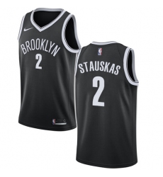 Women's Nike Brooklyn Nets #2 Nik Stauskas Swingman Black Road NBA Jersey - Icon Edition