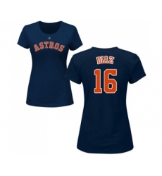 Baseball Women's Houston Astros #16 Aledmys Diaz Navy Blue Name & Number T-Shirt