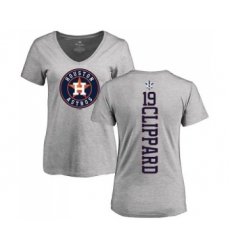 MLB Women's Nike Houston Astros #19 Tyler Clippard Ash Backer T-Shirt