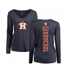 MLB Women's Nike Houston Astros #60 Dallas Keuchel Navy Blue Backer Long Sleeve T-Shirt