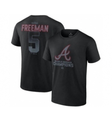 Men's Atlanta Braves #5 Freddie Freeman Black 2021 World Series Champions Name & Number T-Shirt