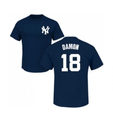 MLB Nike New York Yankees #18 Johnny Damon Navy Blue Name & Number T-Shirt