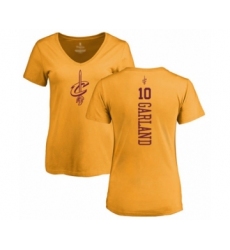 Basketball Women's Cleveland Cavaliers #10 Darius Garland Gold One Color Backer Slim-Fit V-Neck T-Shirt