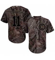 Men's Majestic Chicago Cubs #11 Yu Darvish Authentic Camo Realtree Collection Flex Base MLB Jersey
