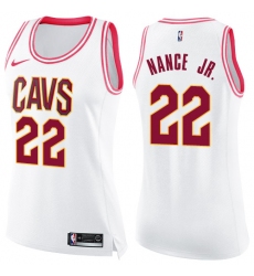 Women's Nike Cleveland Cavaliers #22 Larry Nance Jr. Swingman White/Pink Fashion NBA Jersey