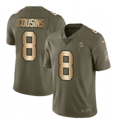 Men's Nike Minnesota Vikings #8 Kirk Cousins Limited Olive Gold 2017 Salute to Service NFL Jersey