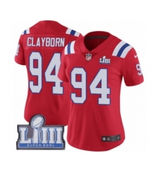 Women's Nike New England Patriots #94 Adrian Clayborn Red Alternate Vapor Untouchable Limited Player Super Bowl LIII Bound NFL Jersey