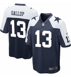 Men's Nike Dallas Cowboys #13 Michael Gallup Game Navy Blue Throwback Alternate NFL Jersey