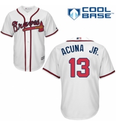 Men's Majestic Atlanta Braves #13 Ronald Acuna Jr. Replica White Home Cool Base MLB Jersey