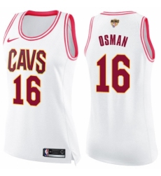 Women's Nike Cleveland Cavaliers #16 Cedi Osman Swingman White/Pink Fashion 2018 NBA Finals Bound NBA Jersey