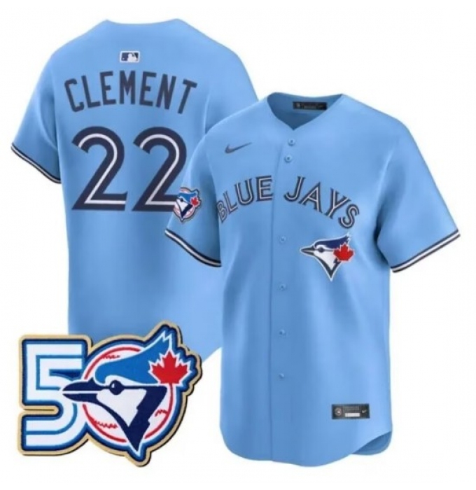 Men's Toronto Blue Jays 22 Ernie Clement 50th Anniversary Alternate Limited Jersey