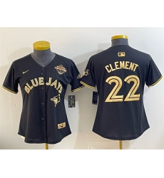 Women's Toronto Blue Jays #22 Ernie Clement Black Gold 2025 American League Champions Limited Stitched Baseball Jersey(Run Small)