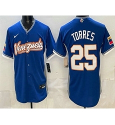 Men's Venezuela #25 Gleyber Torres Blue 2026 World Baseball Classic Cool Base Jersey