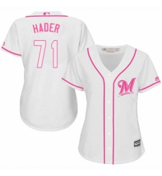 Women's Majestic Milwaukee Brewers #71 Josh Hader Authentic White Fashion Cool Base MLB Jersey