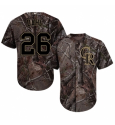 Men's Majestic Colorado Rockies #26 David Dahl Authentic Camo Realtree Collection Flex Base MLB Jersey
