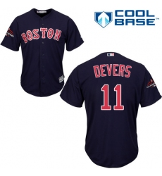 Youth Majestic Boston Red Sox #11 Rafael Devers Authentic Navy Blue Alternate Road Cool Base 2018 World Series Champions MLB Jersey